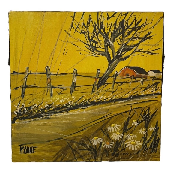 ROBERT McCAINE 2 PAINTING’S MID CENTURY MODERN ORIGINAL SIGNED OIL ON CANVAS - Picture 7 of 11